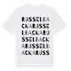 White t-shirt med Russelbacka ordlek t-shirt