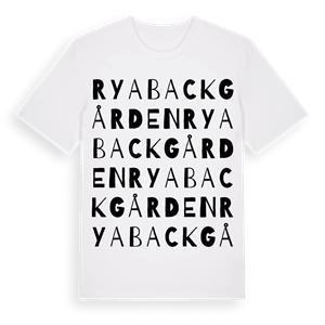 Rya Backgården ordlek t-shirt – ekologisk bomull t-shirt från Pinshirt