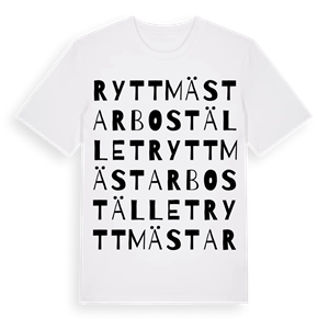 Ryttmästarbostället ordlek t-shirt – ekologisk bomull t-shirt från Pinshirt