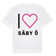 White t-shirt med Jag älskar Säby ö t-shirt stort tryck