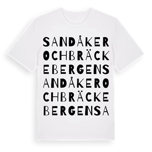 Sandåker och Bräckebergen ordlek t-shirt – ekologisk bomull t-shirt från Pinshirt