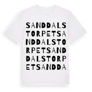 Sanddalstorpet ordlek t-shirt – ekologisk bomull t-shirt från Pinshirt