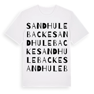 Sandhulebacke ordlek t-shirt – ekologisk bomull t-shirt från Pinshirt