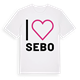White t-shirt med Jag älskar Sebo t-shirt stort tryck