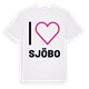White t-shirt med Jag älskar Sjöbo t-shirt stort tryck