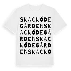 Skacködegården ordlek t-shirt – ekologisk bomull t-shirt från Pinshirt