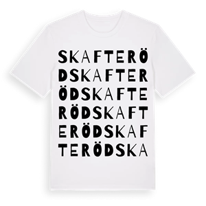 Skafteröd ordlek t-shirt – ekologisk bomull t-shirt från Pinshirt