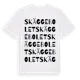 White t-shirt med Skäggebolet ordlek t-shirt
