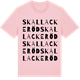 Pink Cotton t-shirt med Skallackeröd ordlek t-shirt