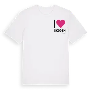 Jag älskar Skogen t-shirt litet tryck – ekologisk bomull t-shirt från Pinshirt
