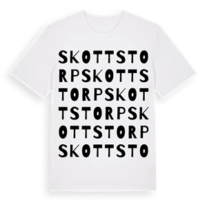 Skottstorp ordlek t-shirt – ekologisk bomull t-shirt från Pinshirt