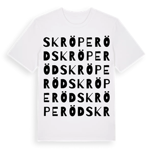 Skröperöd ordlek t-shirt – ekologisk bomull t-shirt från Pinshirt
