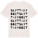 Vintage White t-shirt med Skyttabygget ordlek t-shirt