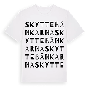 Skyttebänkarna ordlek t-shirt – ekologisk bomull t-shirt från Pinshirt