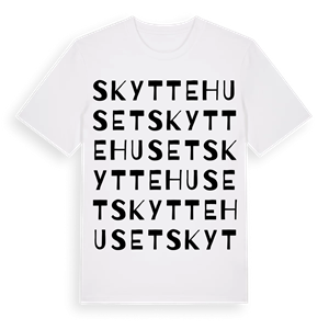 Skyttehuset ordlek t-shirt – ekologisk bomull t-shirt från Pinshirt