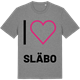 Mid Heather Gray t-shirt med Jag älskar Släbo t-shirt stort tryck