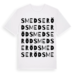Smedseröd ordlek t-shirt – ekologisk bomull t-shirt från Pinshirt
