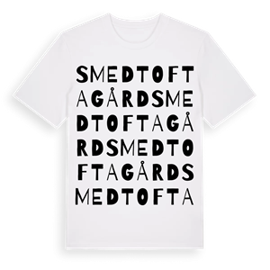 Smedtofta gård ordlek t-shirt – ekologisk bomull t-shirt från Pinshirt