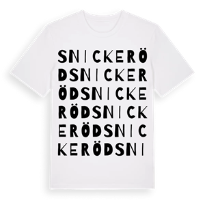 Snickeröd ordlek t-shirt – ekologisk bomull t-shirt från Pinshirt