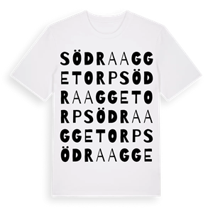 Södra Aggetorp ordlek t-shirt – ekologisk bomull t-shirt från Pinshirt