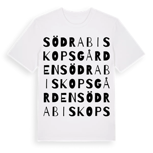 Södra Biskopsgården ordlek t-shirt – ekologisk bomull t-shirt från Pinshirt