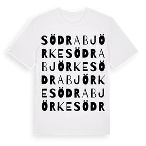 Södra Björke ordlek t-shirt – ekologisk bomull t-shirt från Pinshirt