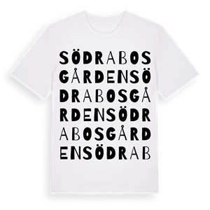 Södra Bosgården ordlek t-shirt – ekologisk bomull t-shirt från Pinshirt