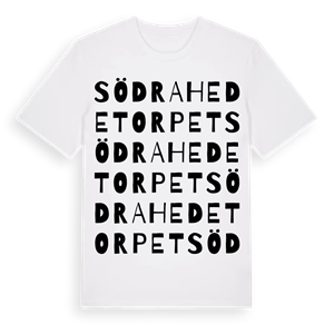 Södra Hedetorpet ordlek t-shirt – ekologisk bomull t-shirt från Pinshirt