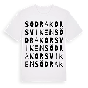 Södra Korsviken ordlek t-shirt – ekologisk bomull t-shirt från Pinshirt