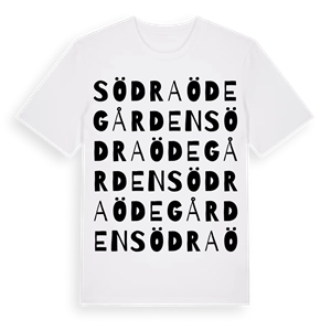 Södra Ödegården ordlek t-shirt – ekologisk bomull t-shirt från Pinshirt