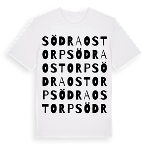 Södra Ostorp ordlek t-shirt – ekologisk bomull t-shirt från Pinshirt