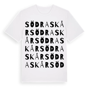 Södra Skår ordlek t-shirt – ekologisk bomull t-shirt från Pinshirt