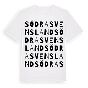 Södra Svensland ordlek t-shirt – ekologisk bomull t-shirt från Pinshirt