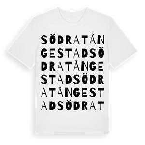Södra Tångestad ordlek t-shirt – ekologisk bomull t-shirt från Pinshirt