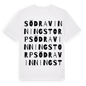 Södra Vinningstorp ordlek t-shirt – ekologisk bomull t-shirt från Pinshirt