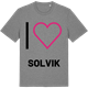 Mid Heather Gray t-shirt med Jag älskar Solvik t-shirt stort tryck