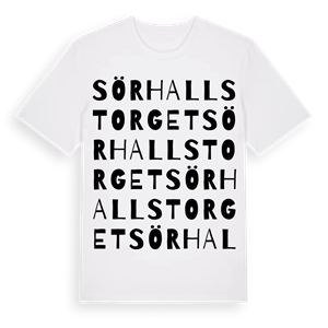 Sörhallstorget ordlek t-shirt – ekologisk bomull t-shirt från Pinshirt