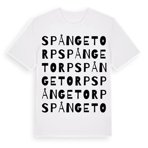 Spångetorp ordlek t-shirt – ekologisk bomull t-shirt från Pinshirt
