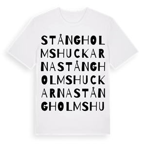 Stångholmshuckarna ordlek t-shirt – ekologisk bomull t-shirt från Pinshirt