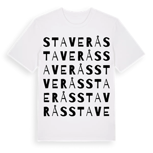 Staverås ordlek t-shirt – ekologisk bomull t-shirt från Pinshirt