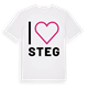 White t-shirt med Jag älskar Steg t-shirt stort tryck