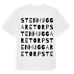Stenhuggaretorp ordlek t-shirt – ekologisk bomull t-shirt från Pinshirt