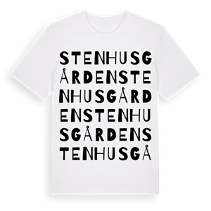 Stenhusgården ordlek t-shirt – ekologisk bomull t-shirt från Pinshirt