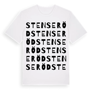 Stenseröd ordlek t-shirt – ekologisk bomull t-shirt från Pinshirt