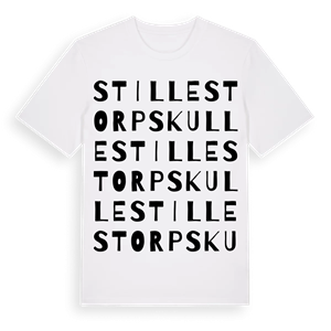 Stillestorps kulle ordlek t-shirt – ekologisk bomull t-shirt från Pinshirt