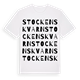 White t-shirt med Stockens kvarn ordlek t-shirt