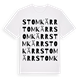 White t-shirt med Stomkärr ordlek t-shirt
