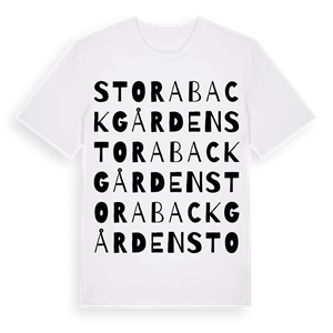 Stora Backgården ordlek t-shirt – ekologisk bomull t-shirt från Pinshirt