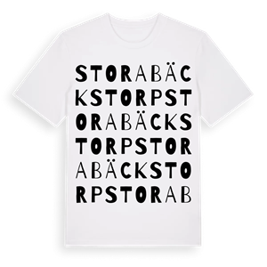 Stora Bäckstorp ordlek t-shirt – ekologisk bomull t-shirt från Pinshirt