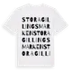 White t-shirt med Stora Gillingsmarken ordlek t-shirt